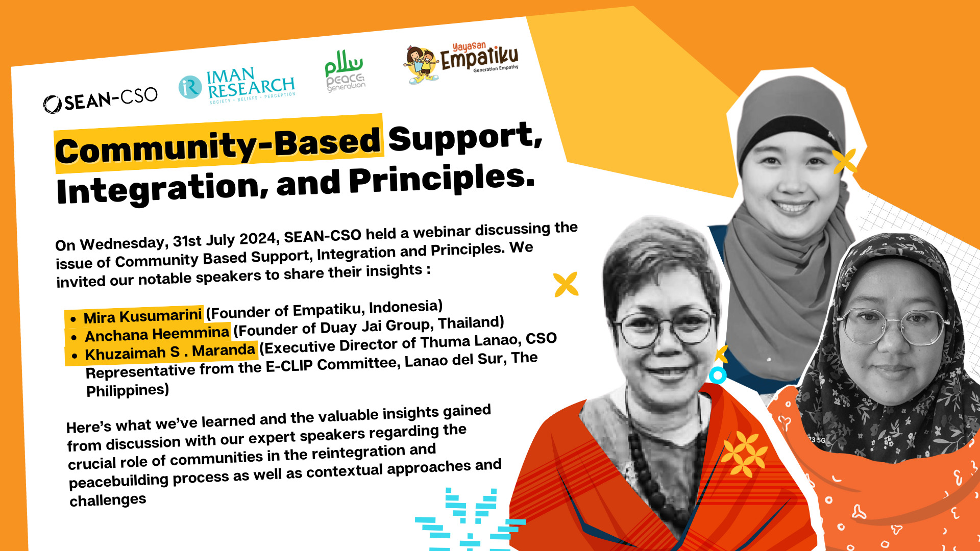 Community-Based Support, Rehabilitation, Reintegration and Practical Principles: A Recap